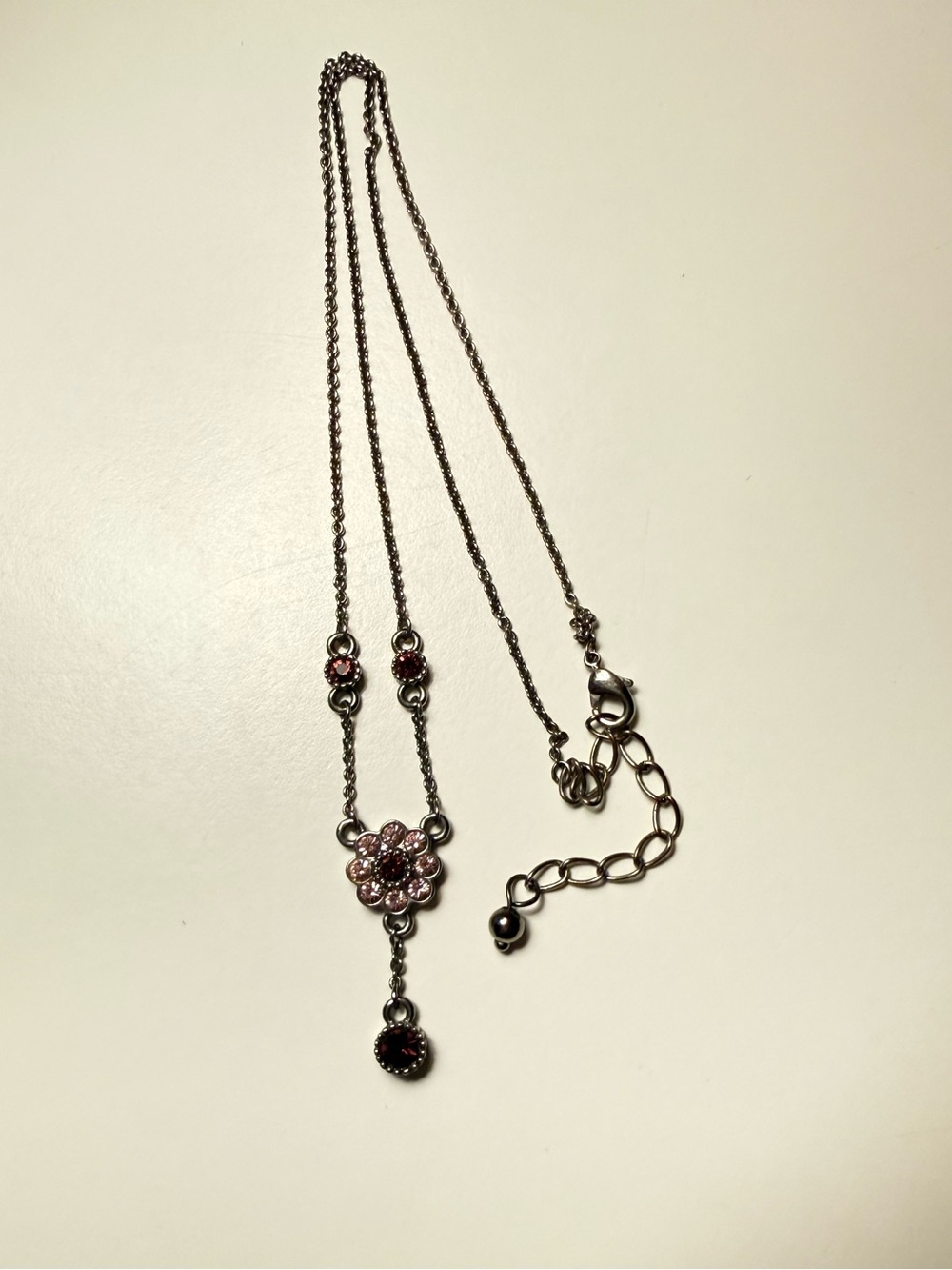 ▪️ Delicate Light & Dark Purple Flower Pendant Necklace • Women's Jewelry - Picture 4 of 6